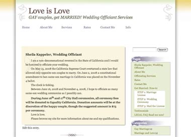 Sheila Kappeler, Wedding Officiant